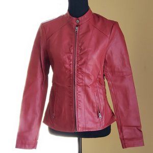 Red Baccini Faux Leather Jacket Sz S